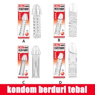 kondom berduri tebal Spike Condom Kondom Tahan Lama Reusable Crystal Condoms Penis Sleeve Kondom Lel