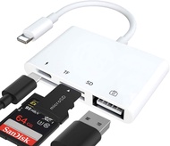 SD TF Card Reader Lightning Adapter, rosyclo Apple MFi Certified 4 in 1 USB OTG Camera Connection Ki
