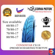Corva Motor Consostar Tayar Motosikal Tubetype Cs118 60/80-17 70/80-17 70/90-17 80/90-17 Bunga Maxxi