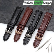 20mm 21mm Genuine Leather Watch Strap for Rolex Submariner Daytona Cowhide Leather Band 18mm 19mm Watch Bracelet with Logo