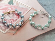 托帕石/貝珠銅絲線磁扣款手鏈