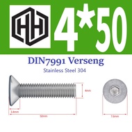 Flat L Bolt M4 x 50 Verseng Flat Head Hex Stainless Steel BV450