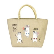 Kusuguru Japan 日本眼鏡貓 保溫保冷拉鍊鋁箔午餐袋 內有隔袋-黃