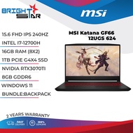 MSI New Gaming Laptop Katana GF66 12UGS 624 (15.6 FHD IPS 240Hz / I7 12700H / 16GB / 1TB SSD / Nvidia RTX3070TI 8GB
