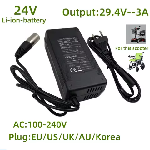 24V Li-ion Battery 29.4V3A elder scooter charger loader charger golf cart wheelchair charger 24V XLR
