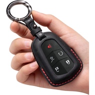 for Cadillac Key Fob Cover Leather Car Remote Case Holder Keychain Compatible for Escalade ESV ATS C