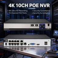 NINIVISION 10CH POE NVR Security System 4K AI Face Detection 8MP H265 Plus DVR Recorder Expandable C
