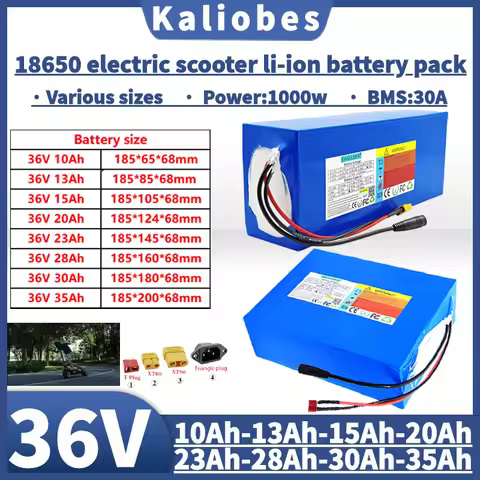 36V 10Ah 15Ah 20Ah 28Ah 30Ah 35Ah 18650 Lithium battery pack With 30A BMS 1000W For E-tools scooter