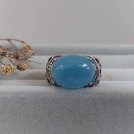 天然無優化海水藍寶石戒飾-S925純銀