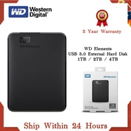 【Ready Stock】WD Elements/My Passport 2.5'' HDD External Hard Disk USB3.0 Portable hard drives 1TB/2T