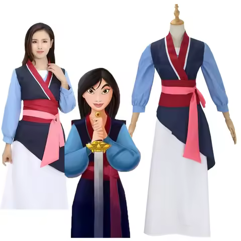 Anime Hua Mulan Costume Costume Mulan the Heroine Dress Women Mushu Dragon Halloween Stage Teen Mula
