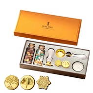 Wax Seal Stamp Kit with 3pcs Seal Stamp and 2 Bottle of Wax Beads Spoon/Candle for Christmas Vintage