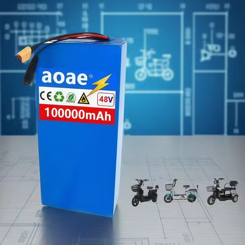 48V 100000mAh 13S8P Battery 2000W Lithium Ion Battery Pack with 50A BMS & Charger