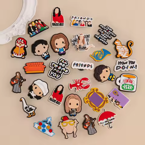 10/28/50pcs PVC Friends Shoe Charms Chandler Rachel Shoe Decorations for Men Women Girl Garden Sanda