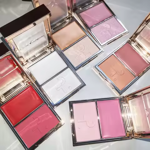 Hot Brand Patrick Dual Cheek Two Tone Blush Palette Cream Powder Lasting Natural Waterproof TA Facia
