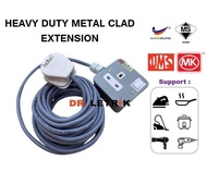 Heavy Duty Extension Metal Wire Plug (1 Socket ) - 5M / 10M Cable (Made In Malaysia)