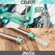 Celeste จักรยานถนนเบาพิเศษไทเทเนียมอัลลอยด์ซ่อนถอดออกได้อย่างรวดเร็วบาร์เรลแกนดิสก์เบรคชุดล้อ Bianchi สีฟ้า