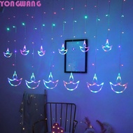YONGWANG66HR Diwali Light, USB Plug Happy Diwali Curtain Light, Diwali Decoration Brilliant Night He