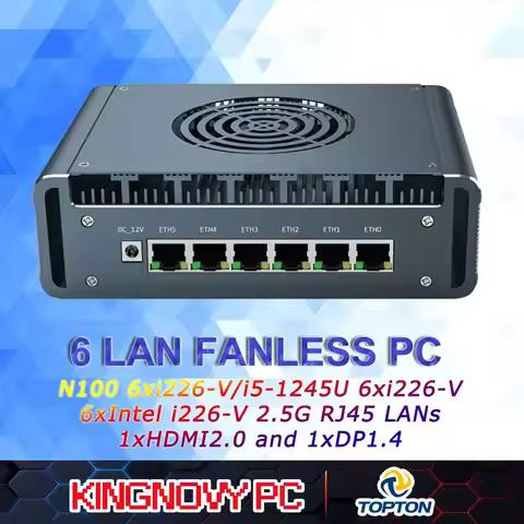 2025 Home Firewall Appliance Intel i7 1365U i5-1245U i3-1215U CPU Fanless Mini PC Pfsense Router 6 L