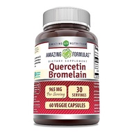 Amazing Nutrition Quercetin 800 Mg with Bromelain 165 Mg Veggie Capsules Supplement | Non-GMO | Glut
