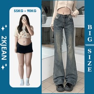 Women's Stretch Flared Jeans Bigsize 55-90kg – Women's High Waist Jeans Flattering Long Legs QC517 2