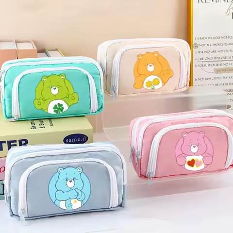 Cute Care Bears Pencil Bags Kids Cartoon Pen Case Student Desktop Organizer Stationery Pouch School 