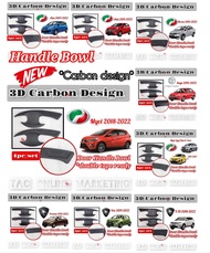 Car door handle bowl Carbon 3D design door handle inner bowl cover protector lapik alas pemegang pin