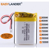 JST1.0mm 3Pin 3.7V 303040 403040 503040 603040 703040 803040 903040 103040 123040  Lithium Lipo Li-i