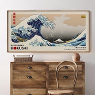 Perilla-ผลงานตัวแทนของจิตรกรชื่อดังแห่งญี่ปุ่น Ukiyo-E Katsushika Hokusai "Surfing In Kanagawa"ผ้าใบ