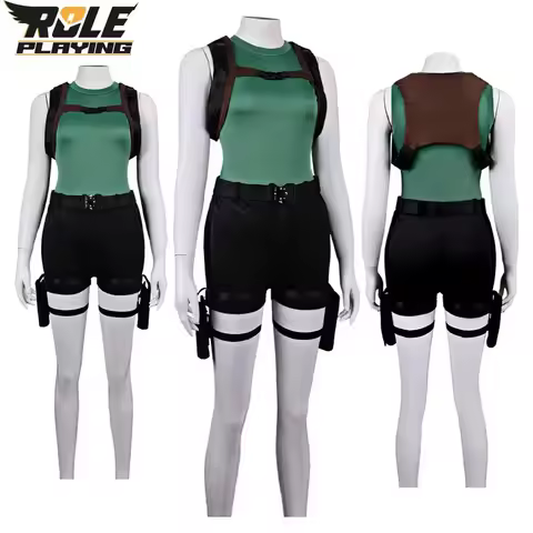 Lara Croft Cosplay Women Fantasy Clothing Outfit Belt Set Movie Tomb Cos Raider Costume Roleplay Hal