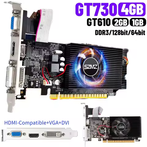 GT730 GT610 4GB 2/1GB DDR3 Graphics Card Desktop Gaming Video Card HDMI-Compatible VGA DVI PCI-E 16X