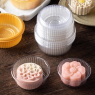100Pcs Plastic Snowskin Mooncake Holding Container / DIY Cake Tray Holder / Round Plastic Dessert Packaging Tray for Mid-Autumn Festival Party Birthday