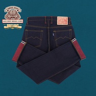 DEFECT Sage Denim Genesis Series : 14oz Deep Indigo x Red Weft Projectile Loomed Denim Raw Denim