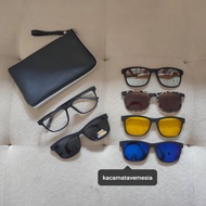 COD | Bayar Ditempat Kacamata Clip On Polarized Magnet 5 Lensa Kaca mata Klip On Original Frame Kaca