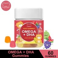 SOFTHER OMEGA + DHA Gummies for Kids Improve Eye Health Support Brain Development 60 Gummies