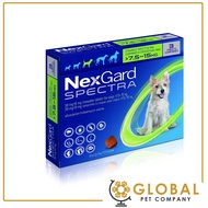 HSA LICENSE NexGard Spectra 3 Chews (7.5-15kg) Exp 01/25 - Green - Chewable Tablets for Dogs