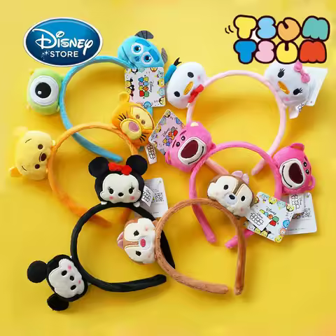Disney Tsum Tsum Mickey Ears Headband Lovely Girl Bow Hair Hoop Disneyland Minnie Mouse Headdress Bi