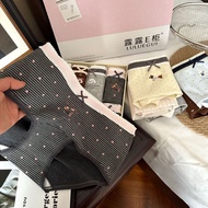 40-60kg Sea Salt Blue Brown Polka Dot Cute Retro Pure Cotton Mid-Waist Panties Women