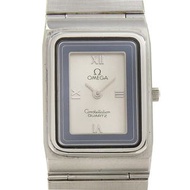 二手OMEGA星座女士手錶，不銹鋼，石英機芯，模擬顯示，銀色錶盤。