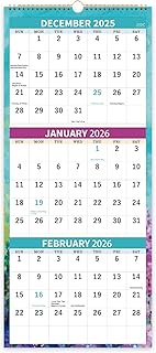 2025 Wall Calendar - Jan. 2025 - Dec. 2025, 3 Month Wall Calendar 2025 Display (Folded in a Month), 