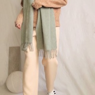 冬日靜謐抹茶綠親膚羊毛流蘇圍巾 圍巾/披肩/頸巾