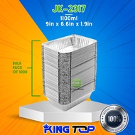 KING TOP JK-2317 ( 10 PCS. ) Aluminum Tray With Plastic Lid RE 1100ml 9 x 6.6 x 1.9