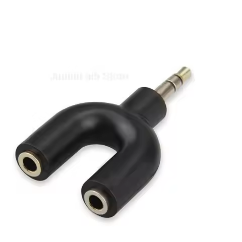 U Type Adapter Y Shape 3.5mm Stereo Audio Jack Headphone 1 to 2 Earphone Microphone Splitter For MP3