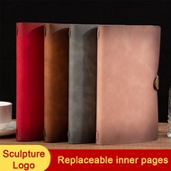 (Can Engrave Logo) A6 Strap Leather Notebook, Small Travel Notepad, Handbook, Student Travel Diary, 