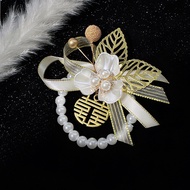 Premium Beige Bridal Wrist Flower Fresh Bridesmaid Sister Group Hand Flower Super Fairy Beautiful Gr