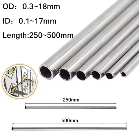 10pcs~1pcs 304 Stainless Steel Round Capillary Seamless Straight Tube 4x2mm 8x6mm 13x11mm 14x12mm16x