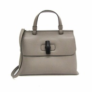 Gucci Bamboo Daily 370831 女士皮革、竹製手提包、單肩包 灰色