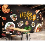 Custom Delicious Steak Blackboard Wall Paper Snack Bar Western Fast Food Restaurant 3d Wallpaper Mur