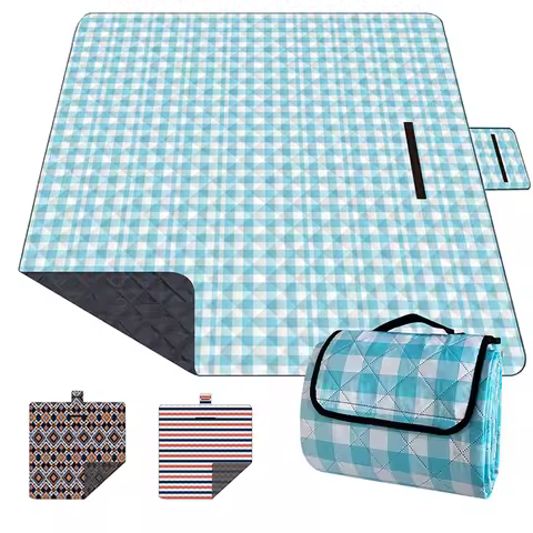 2x2m Camping Picnic Mat Washable Sandproof Beach Blanket Foldable With 3 Layers Park Hiking Courtyar