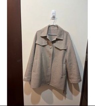 正韓燕麥灰包釦100%羊毛大衣w korea